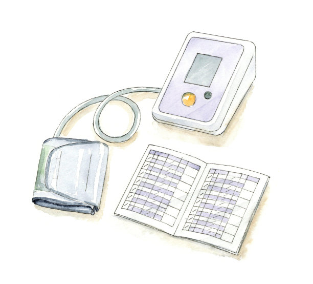 水彩插图测量血压图片下载