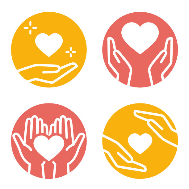 手和心脏图标设置图片下载