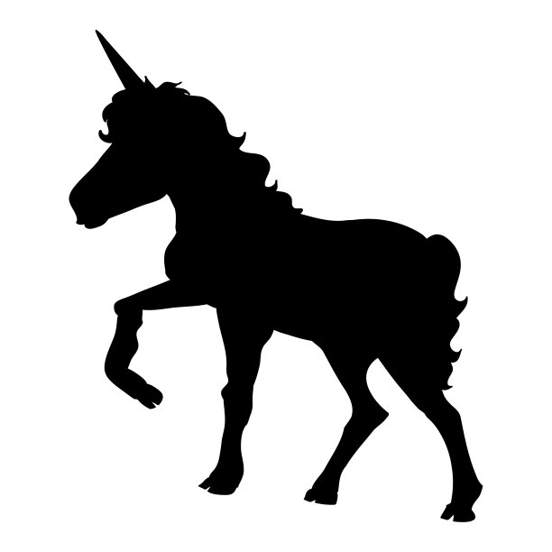 白色背景上的独角兽。头部独角兽的剪影。美丽神奇的动物。图片下载
