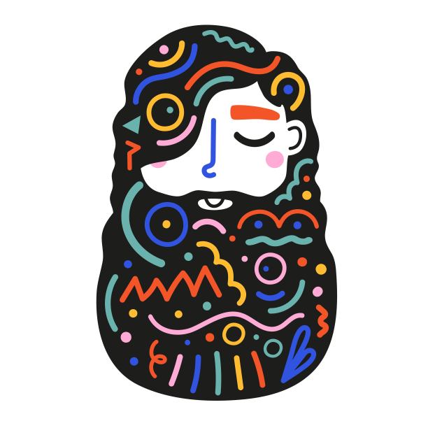 带有胡子和涂鸦元素的抽象印刷设计。图片下载