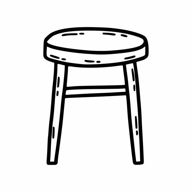 白色背景的椅子。矢量插图涂鸦。线性图标。凳子上。家具的房子。图片下载