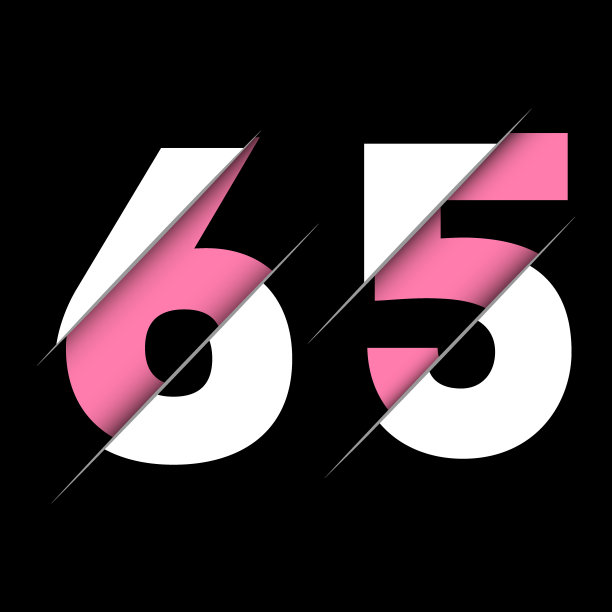 创意切割黑色圆形背景数字65 Logo设计图片下载