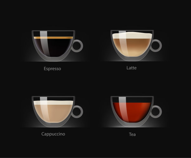 一套饮料在一个透明的玻璃杯。图片下载