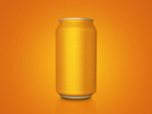 橙色铝罐，背景为橙色图片下载