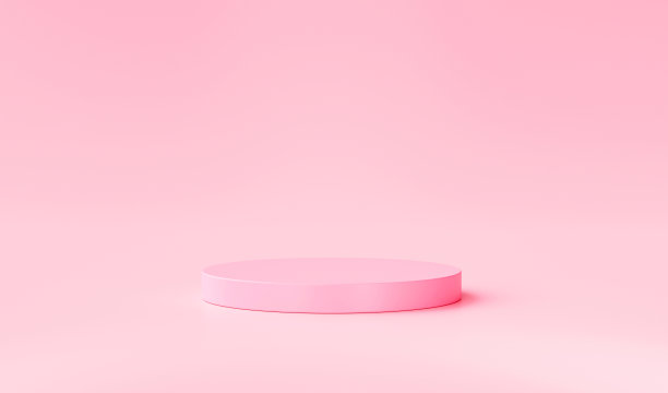 粉色裙台最小的产品展示底座空工作室场景化妆美容和时尚横幅概念上的粉红色背景3d插图渲染图片下载