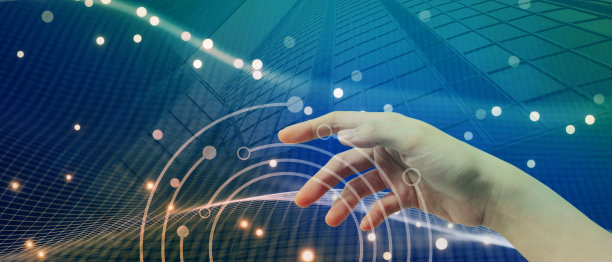 技术为虚拟世界的未来与现代未来世界，人类的双手和互联网连接的概念，复制空间，数字，横幅，网站-3d渲染图片下载