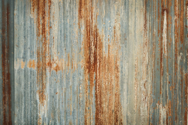 旧锌墙纹理背景，生锈的镀锌金属板。图片下载