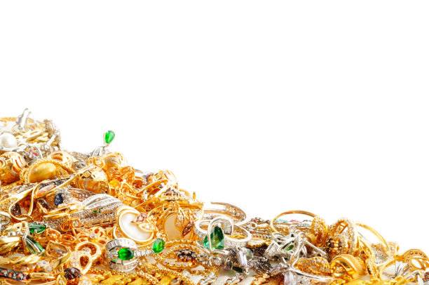 金色豪华珠宝框架在白色背景图片下载