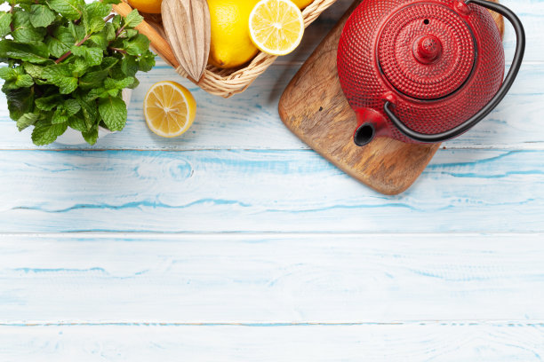 柠檬薄荷茶和茶壶图片下载