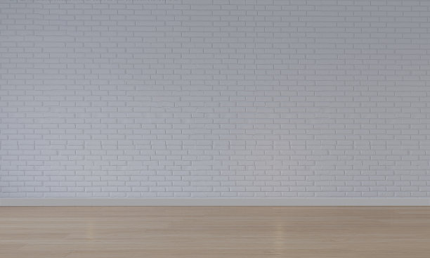 砖墙内部背景与木地板。图片下载