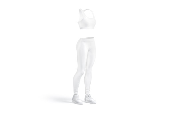 空白白色女性运动制服模拟，侧视图图片下载