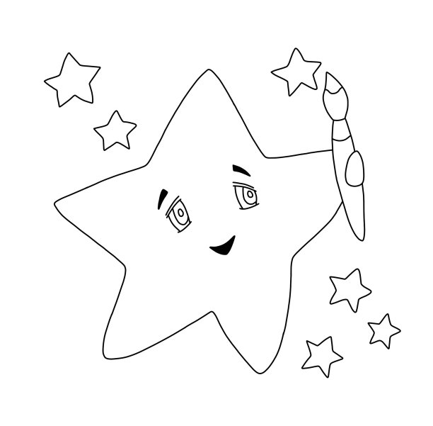 他手里拿着艺术画笔，勾勒出快乐的星星轮廓图片下载