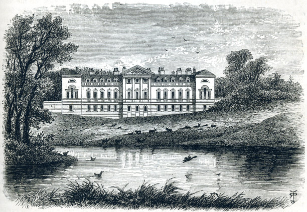 沃本修道院西前方，贝德福德郡，英格兰图片下载