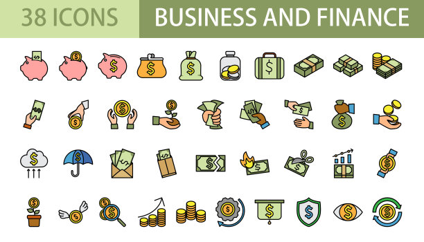 商业和金融图标。图片下载