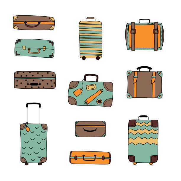 手绘的手提箱。为设计元素。旅行的概念。图片下载