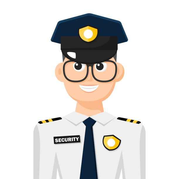 彩色简单平面矢量保安，图标或符号，人物概念矢量插图。图片下载