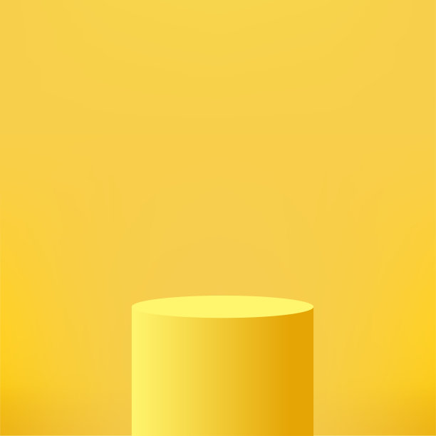具有几何形式的抽象最小场景。黄色讲台，黄色背景，用于产品介绍。向量图片下载