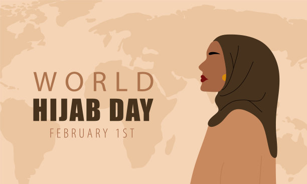 世界的面纱。身着长袍的穆斯林妇女。不知名的女性肖像。矢量插图在平面卡通风格图片下载