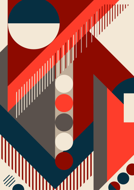 现代抽象小册子具有几何形状，圆形，正方形，线条。最小粗体建筑风格向量集与图形模板。图片下载