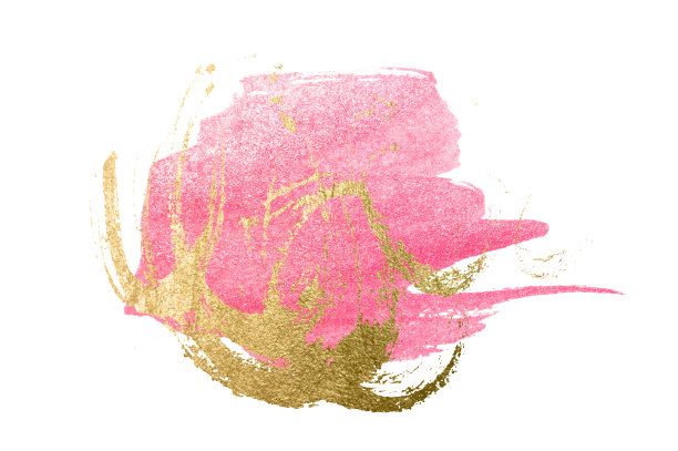 抽象手绘金色和粉色污渍上白色的背景图片下载