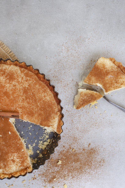 烤盘里的新鲜牛奶馅饼图片下载