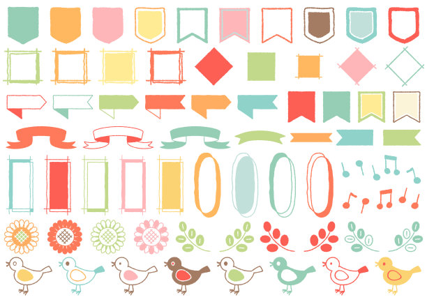 简单的手绘语音泡泡和图标的彩色插图。图片下载