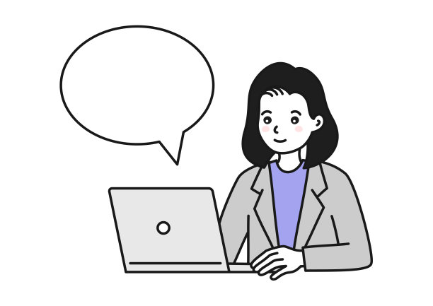 一个穿着西装的女人操作个人电脑的剪贴艺术图像。图片下载