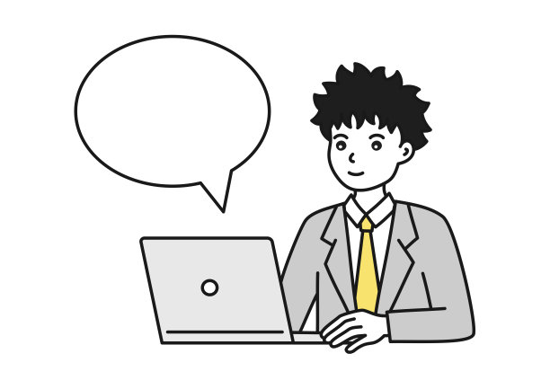 一个穿着西装的人操作个人电脑的剪贴艺术图像。图片下载