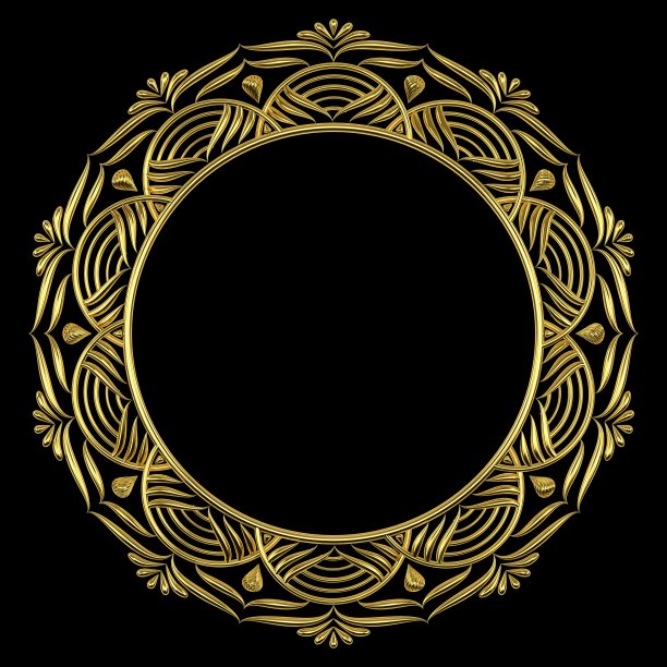 优雅的豪华圆形装饰金框架。图片下载