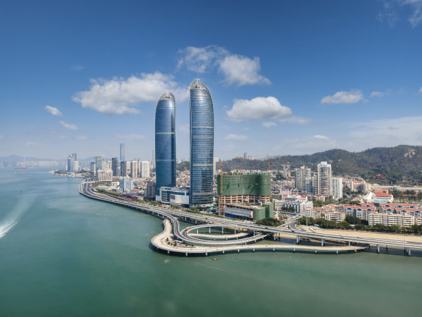 厦门海岸线和海景的航拍图片下载