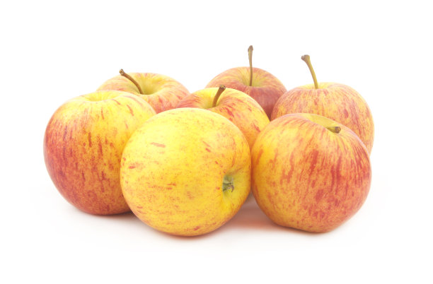 几个成熟的黄红苹果孤立在白色的图片下载