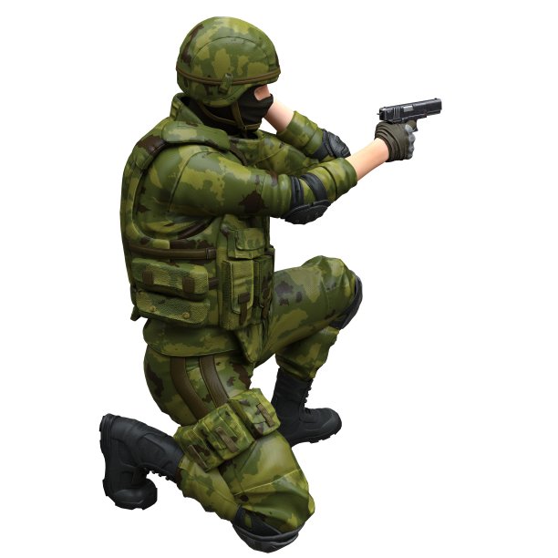 士兵与机关枪孤立的白色背景3d插图图片下载