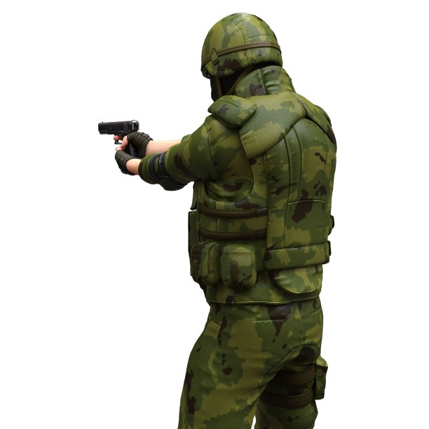 士兵与机关枪孤立的白色背景3d插图图片下载