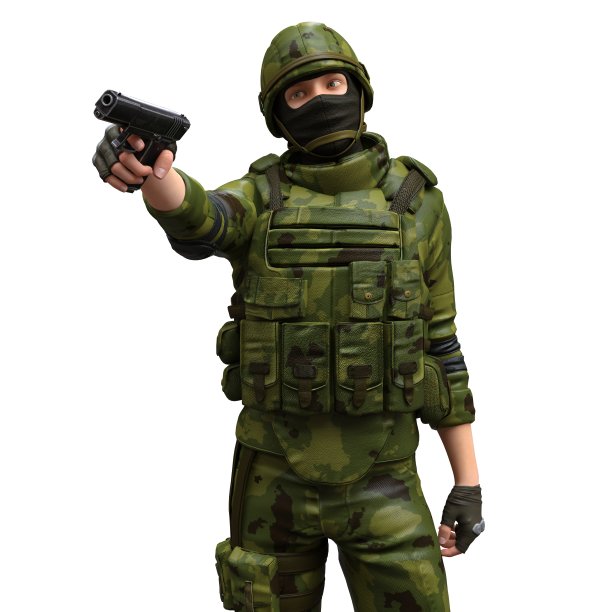 士兵与机关枪孤立的白色背景3d插图图片下载