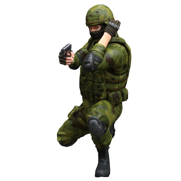 士兵与机关枪孤立的白色背景3d插图图片下载