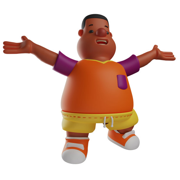 笑脸3D大男孩卡通张开双臂图片下载