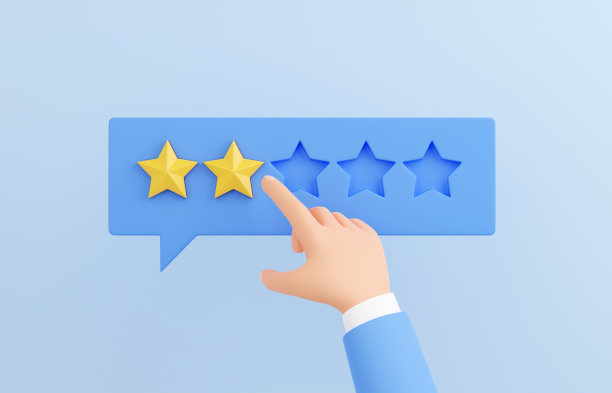 用户评论3d渲染-人工在语音气泡上标记2颗星。负面客户体验概念。图片下载