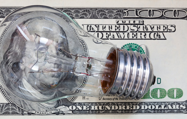 白炽灯泡100美元的背景图片下载