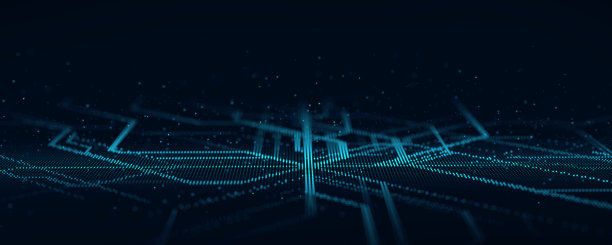 数字蓝色背景粒子。抽象的未来的插图。大数据可视化。技术动态点背景。3 d渲染。图片下载