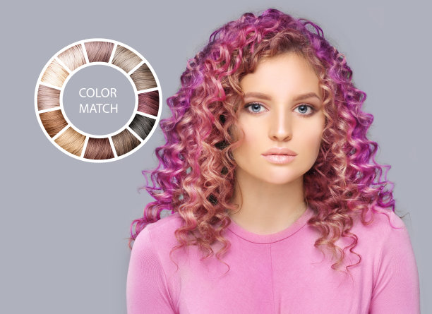 一个漂亮女人的照片。不同的头发的音调。染色的头发图片下载