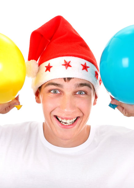 有两个气球的快乐少年图片下载