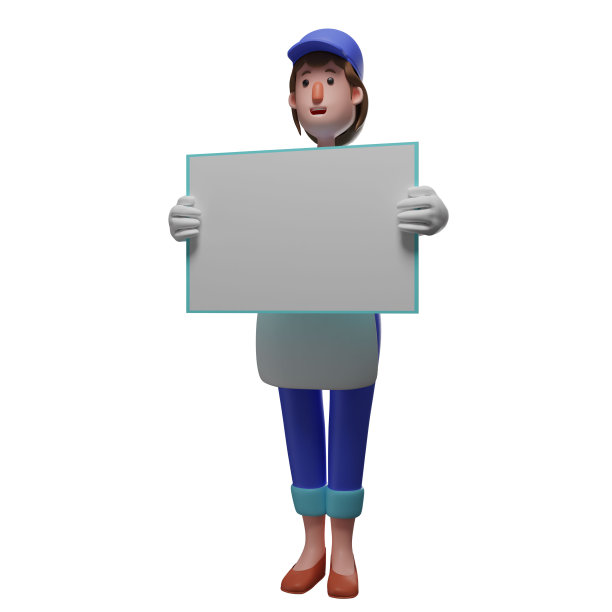 3D服务员卡通设计与白板图片下载