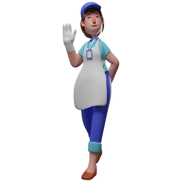 可爱的3D服务员设计说你好图片下载