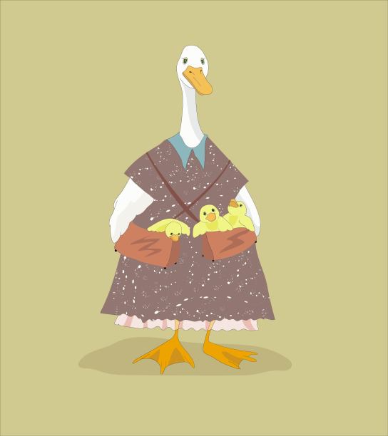 鸭妈妈带着小鸭子。图片下载