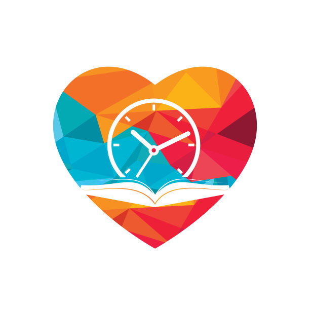 研究时间矢量标志设计。书与时钟图标设计。图片下载