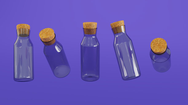 彩色背景上孤立的空卡通玻璃瓶图片下载