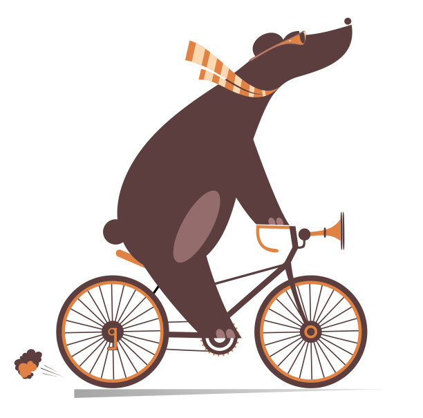 有趣的熊骑自行车插图图片下载