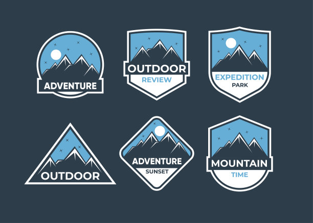 探索山地冒险符号向量集图片下载