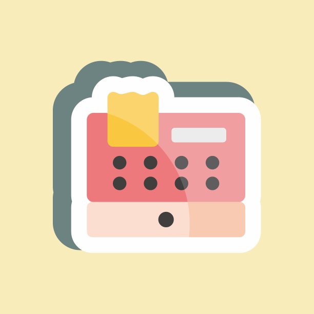 贴纸收银机。适合商业标志。简单的设计可编辑。设计模板向量。简单的符号说明图片下载