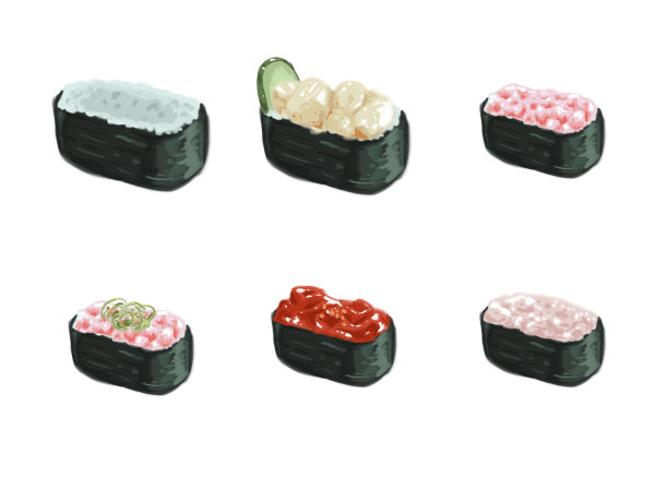 日本寿司水彩画插图图片下载